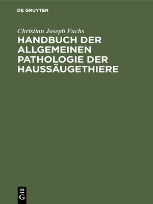 cover image of Handbuch der allgemeinen Pathologie der Haussäugethiere